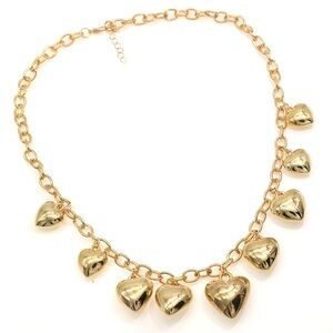 Fluffy Gold Heart Charm Necklace